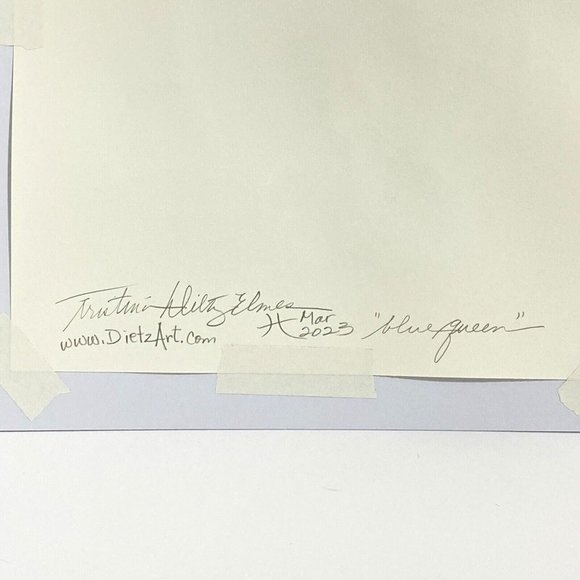 Blue Queen - Original Wall Art Acrylic Painting 11x14in Matted Frame Ready - Picture 12 of 12